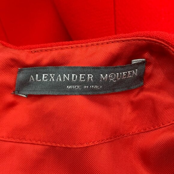 Alexander McQueen Red Round-Neck Half-Sleeve Dress Size 38 S Viscose Blend Made - Picture 2 of 8